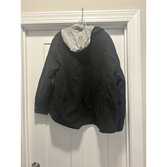 Dickies Women’s Plus Size 3X Duck Hooded Shirt Jacket Canvas Quilted Black Gray - Picture 6 of 6